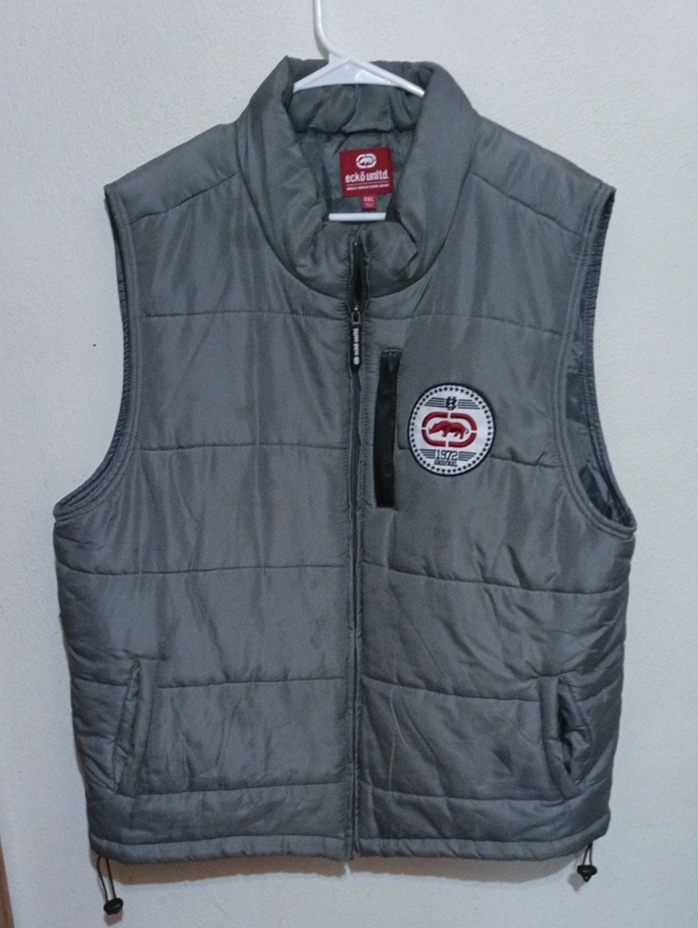 Ecko Unlimited Gray Quilted Puffer Vest with Chest Logo